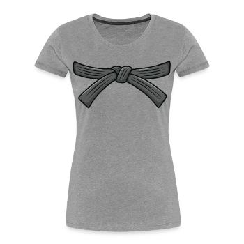 Karategürtel, Schwarzgurt 1. Dan, Karate Instruktor - Frauen Premium Bio T-Shirt - Grau meliert - Vorne - Mia (176cm)