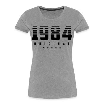 Geboren 1984 das Original - Frauen Premium Bio T-Shirt - Grau meliert - Vorne - Mia (176cm)