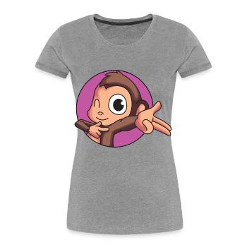 Freches Äffchen - Frauen Premium Bio T-Shirt - Grau meliert - Vorne - Mia (176cm)