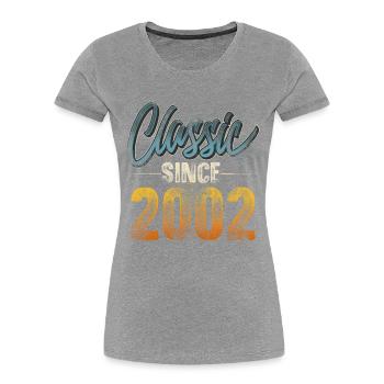2002 Geburtsjahr Geburtstag Baujahr Vintage - Frauen Premium Bio T-Shirt - Grau meliert - Vorne - Mia (176cm)
