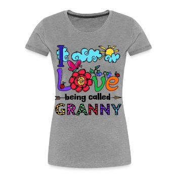 Old Woman Grandmother Grandma Statement Pensioner - Women's Premium Organic T-Shirt - heather grey - Front - Mia (176cm)