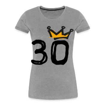 30e anniversaire Krone - T-shirt bio Premium Femme - gris chiné - Devant - Mia (176cm)