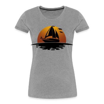 Voilier Voilier Marin - T-shirt bio Premium Femme - gris chiné - Devant - Mia (176cm)