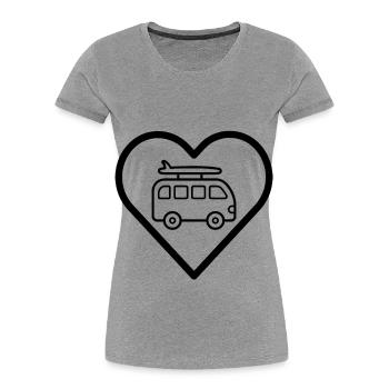 Van im Herz - Frauen Premium Bio T-Shirt - Grau meliert - Vorne - Mia (176cm)