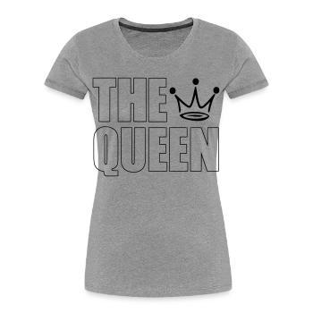 The Queen – Bold Crown Statement Design - Frauen Premium Bio T-Shirt - Grau meliert - Vorne - Mia (176cm)