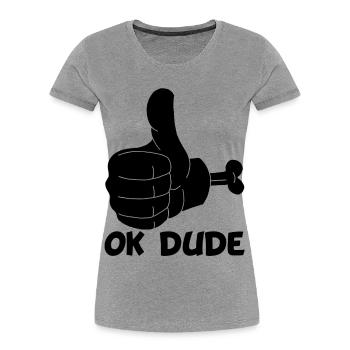 Ok Mann! (schwarz) - Frauen Premium Bio T-Shirt - Grau meliert - Vorne - Mia (176cm)