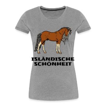Isländer Pferde Statement Islandpferde Pferdenarr - Frauen Premium Bio T-Shirt - Grau meliert - Vorne - Mia (176cm)