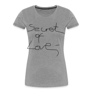 Secret of Love – Minimal Handwritten Text Design - Frauen Premium Bio T-Shirt - Grau meliert - Vorne - Mia (176cm)