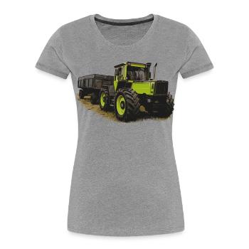 MB trac 1600 turbo avec remorque - T-shirt bio Premium Femme - gris chiné - Devant - Mia (176cm)