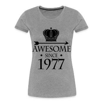 Born in 1977 - Fantastic since 1977 - Women's Premium Organic T-Shirt - heather grey - Front - Mia (176cm)