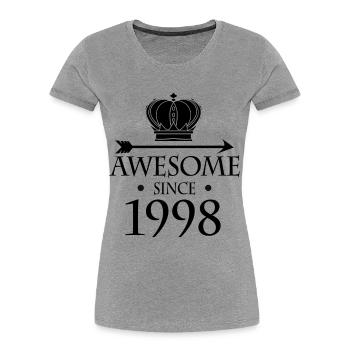 Jahrgang 1998 - Fantastisch seit 1998 - Frauen Premium Bio T-Shirt - Grau meliert - Vorne - Mia (176cm)
