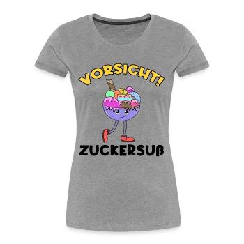 Süßigkeiten Naschen Nachspeise Statement Eis - Frauen Premium Bio T-Shirt - Grau meliert - Vorne - Mia (176cm)