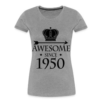 Born in 1950 - Fantastic since 1950 - Women's Premium Organic T-Shirt - heather grey - Front - Mia (176cm)