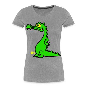 Smiling Crocodile, Three Color Design - Women's Premium Organic T-Shirt - heather grey - Front - Mia (176cm)