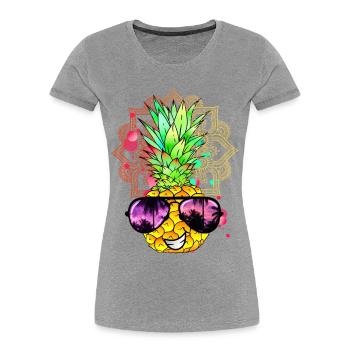 Ananas Mandala - Frauen Premium Bio T-Shirt - Grau meliert - Vorne - Mia (176cm)