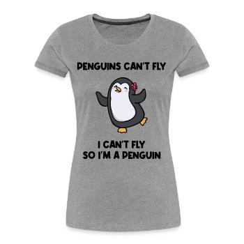 Animal Bird Humorous Penguin Sweet Statement - Women's Premium Organic T-Shirt - heather grey - Front - Mia (176cm)