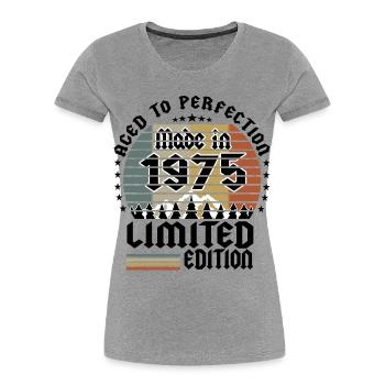 Édition limitée 1975 - T-shirt bio Premium Femme - gris chiné - Devant - Mia (176cm)