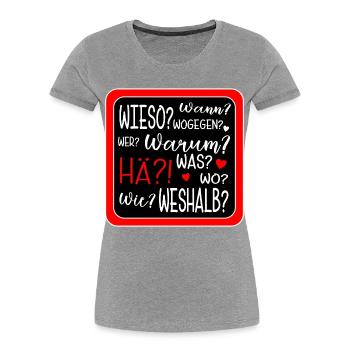 SCHULE - W-FRAGEN - DEUTSCHE GRAMMATIK - Frauen Premium Bio T-Shirt - Grau meliert - Vorne - Mia (176cm)