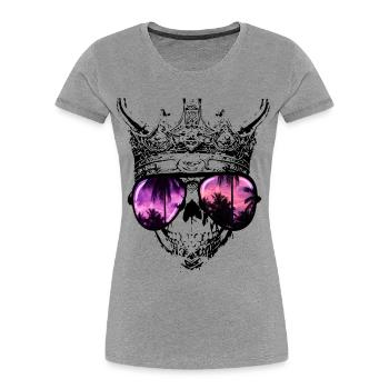 Hipster Skull King - Women's Premium Organic T-Shirt - heather grey - Front - Mia (176cm)