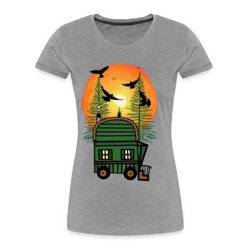 Bauwagen Naturfreund Freizeit Hippie wohnen Öko - Frauen Premium Bio T-Shirt - Grau meliert - Vorne - Mia (176cm)