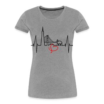 San Francisco Skyline Heartbeat California USA - Women's Premium Organic T-Shirt - heather grey - Front - Mia (176cm)