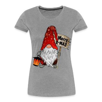 Weihnachts Zwerg Christmas Gnome Frohe Weihnachten - Frauen Premium Bio T-Shirt - Grau meliert - Vorne - Mia (176cm)