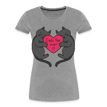 Amour de chat pour toujours - T-shirt bio Premium Femme - gris chiné - Devant - Mia (176cm)