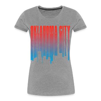 Oklahoma City Skyline Gradient - Frauen Premium Bio T-Shirt - Grau meliert - Vorne - Mia (176cm)