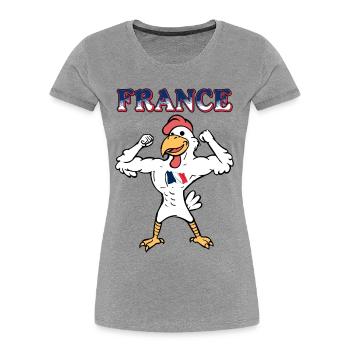 Coq Français Équipe de France de Sport - T-shirt bio Premium Femme - gris chiné - Devant - Mia (176cm)