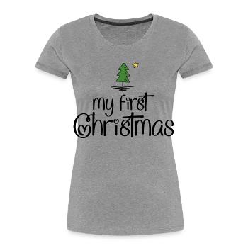 Mon premier Noël - T-shirt bio Premium Femme - gris chiné - Devant - Mia (176cm)