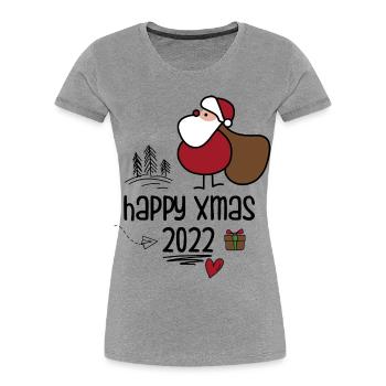 Adorable Père Noël avec sac cadeau - T-shirt bio Premium Femme - gris chiné - Devant - Mia (176cm)