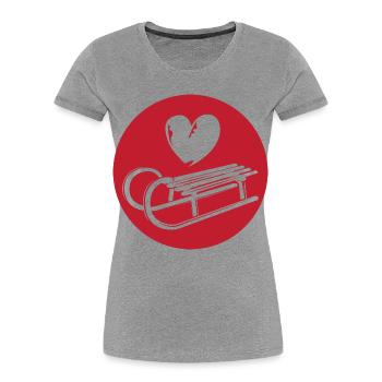 Herz Schlitten Symbol Rodeln Schnee Winter Sport - Frauen Premium Bio T-Shirt - Grau meliert - Vorne - Mia (176cm)