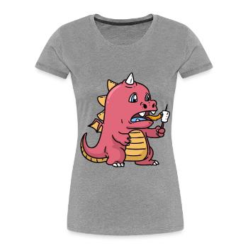 Bébé Dragon Affamé Faim Faim Enfants Bébé - T-shirt bio Premium Femme - gris chiné - Devant - Mia (176cm)