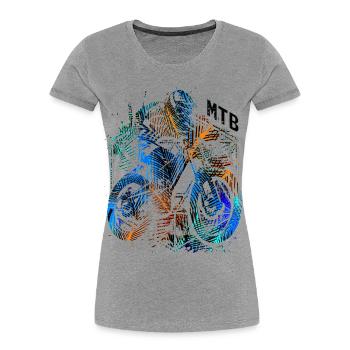 VTT - VTT - Descente VTT - T-shirt bio Premium Femme - gris chiné - Devant - Mia (176cm)