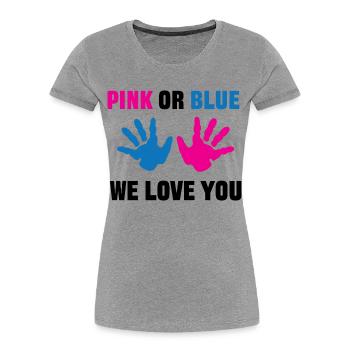Parents Déclaration de famille Grossesse Grossesse - T-shirt bio Premium Femme - gris chiné - Devant - Mia (176cm)