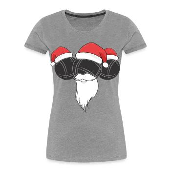 Boule Santa Tenue de pétanque pour Bouler pour boules - T-shirt bio Premium Femme - gris chiné - Devant - Mia (176cm)