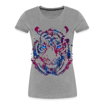 Tigerkopf - Tiger - Katzenauge Wildkatze - Frauen Premium Bio T-Shirt - Grau meliert - Vorne - Mia (176cm)