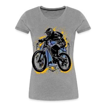 VTT VTT - VTT - Rétro Cycling - T-shirt bio Premium Femme - gris chiné - Devant - Mia (176cm)