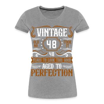 48th Birthday Vintage Retro - Women's Premium Organic T-Shirt - heather grey - Front - Mia (176cm)