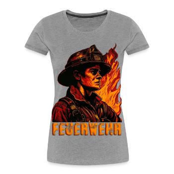 Feuerwehr / Feuerwehrmann - Frauen Premium Bio T-Shirt - Grau meliert - Vorne - Mia (176cm)