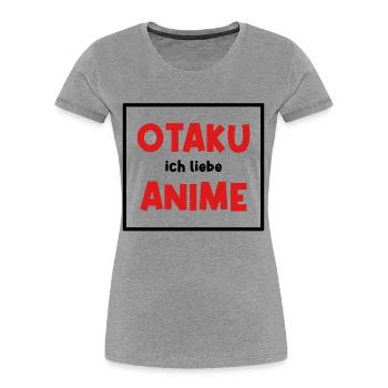 Asiatisch Anime Otaku Kanji Japan Statement - Frauen Premium Bio T-Shirt - Grau meliert - Vorne - Mia (176cm)