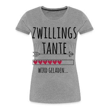 werdende Zwillingstante Schwangerschaft Zwillinge - Frauen Premium Bio T-Shirt - Grau meliert - Vorne - Mia (176cm)