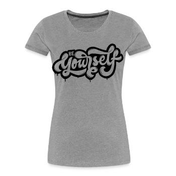 be yourself - Frauen Premium Bio T-Shirt - Grau meliert - Vorne - Mia (176cm)