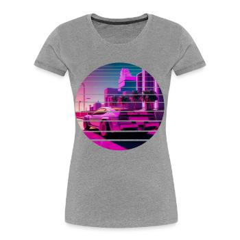 Retro Wave Sport 80s Vaporwave Sunset - Women's Premium Organic T-Shirt - heather grey - Front - Mia (176cm)