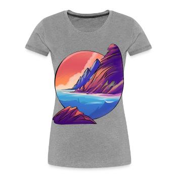 Vacances Sunrise Sea Island - T-shirt bio Premium Femme - gris chiné - Devant - Mia (176cm)
