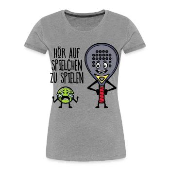 Freizeit Spieler Statement Padel Ball Schläger - Frauen Premium Bio T-Shirt - Grau meliert - Vorne - Mia (176cm)