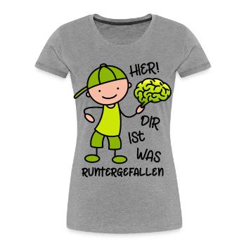 Hier! Dir ist was runtergefallen - Gehirn - Frauen Premium Bio T-Shirt - Grau meliert - Vorne - Mia (176cm)