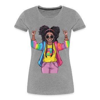 Colorful Rainbow Friendship Design - Women's Premium Organic T-Shirt - heather grey - Front - Mia (176cm)