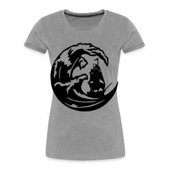 La grande vague noire - T-shirt bio Premium Femme - gris chiné - Devant - Mia (176cm)
