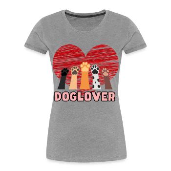 Doglover pour les vrais amoureux des chiens # - T-shirt bio Premium Femme - gris chiné - Devant - Mia (176cm)